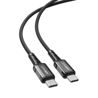 Kabel przewód w oplocie USB-C 60W 20V 3A 1.2m czarny