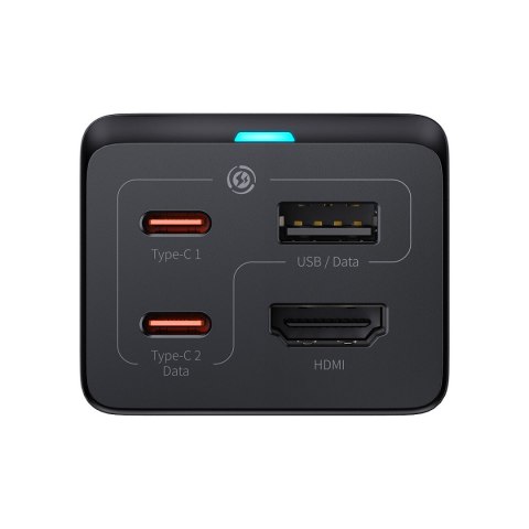 2w1 Ładowarka sieciowa GaN5 Pro + HUB konwerter HDMI 4K 2x USB-C USB-A czarny