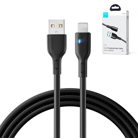 Kabel do iPhone ze wskaźnikiem LED USB - Lightning 2.4A 2m czarny