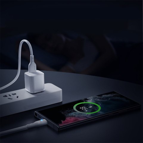 Kabel przewód ze wskaźnikiem LED USB - USB-C 3A 2m biały