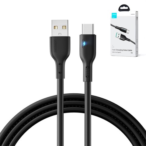 Kabel przewód ze wskaźnikiem LED USB - USB-C 3A 2m czarny