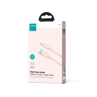 Kabel przewód Multi-Color Series USB-A - USB-C 100W szybki transfer 1m różowy