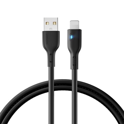 Kabel przewód do iPhone z diodą LED USB - Lightning 2.4A 1.2m czarny