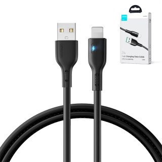 Kabel przewód do iPhone z diodą LED USB - Lightning 2.4A 1.2m czarny