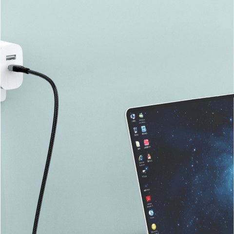 Kabel przewód w oplocie USB-C szybkie ładowanie PD 100W 1m czarny