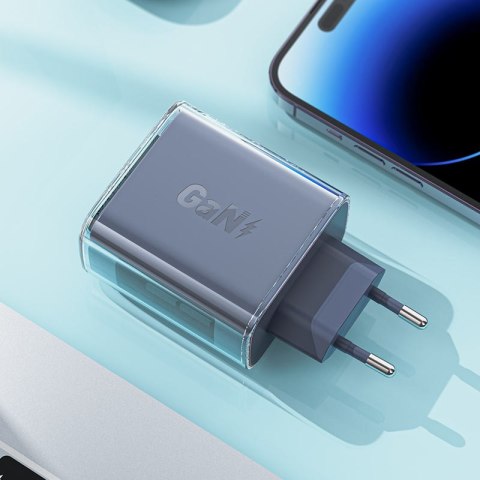 Ładowarka sieciowa GaN 65W 3 porty 1x USB 2x USB-C zielona