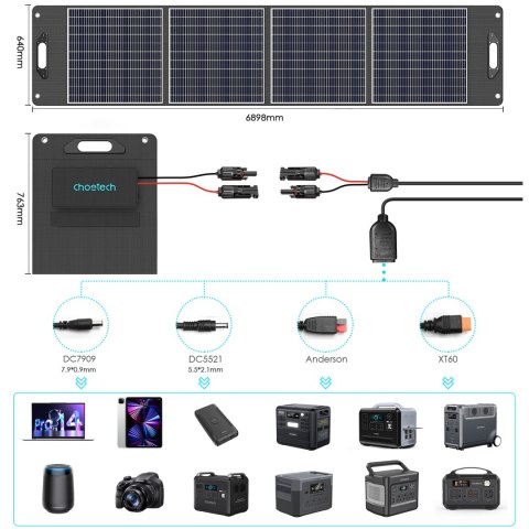 Ładowarka solarna kempingowa panel słoneczny składany 300W czarna