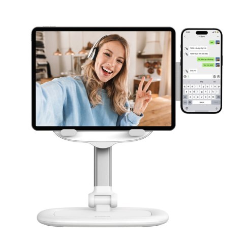 Regulowany stojak podstawka na tablet i telefon Seashell Series biały