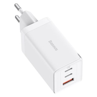 Szybka ładowarka sieciowa GaN 2x USB-C USB 65W + kabel USB-C biała