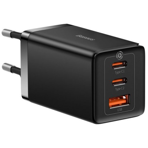 Szybka ładowarka sieciowa GaN 2x USB-C USB 65W + kabel USB-C czarna