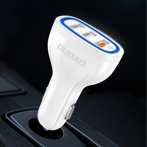 Ładowarka samochodowa 3x USB Quick Charge 3.0 QC3.0 2.4A 18W biały