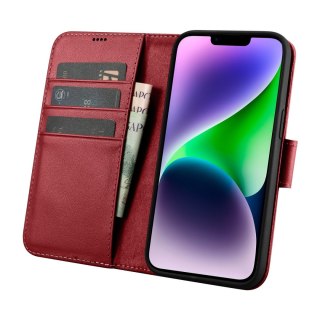 2w1 etui skórzany pokrowiec z klapką iPhone 14 Plus Anti-RFID Wallet Case czerwony