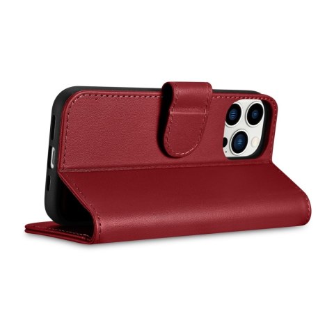 2w1 etui skórzany pokrowiec z klapką iPhone 14 Pro Anti-RFID Wallet Case czerwony