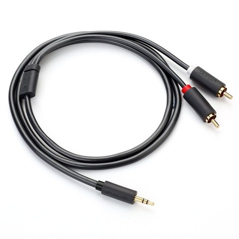 Kabel przewód audio 3.5 mm mini jack - 2x RCA 1.5m czarny