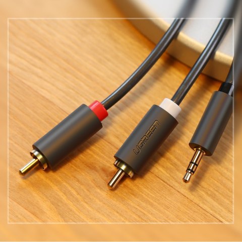 Kabel przewód audio 3.5 mm mini jack - 2x RCA 1.5m czarny