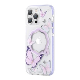 Magnetyczne etui z motylami do iPhone 14 Plus MagSafe Butterfly Series fioletowe