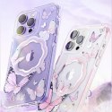 Magnetyczne etui z motylami do iPhone 14 Plus MagSafe Butterfly Series fioletowe