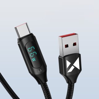 Kabel przewód USB-A - USB-C z wyświetlaczem LED 66W 6A 1m czarny