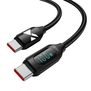 Kabel przewód USB-C z wyświetlaczem LED PD 100W 1m czarny