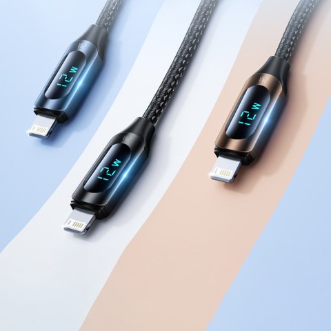 Kabel przewód do iPhone USB-A - Lightning z wyświetlaczem LED 2.4A 1m czarny