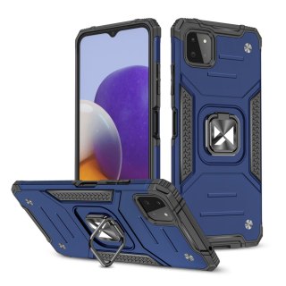 Pancerne etui pokrowiec + magnetyczny uchwyt Samsung Galaxy A22 4G Ring Armor niebieski