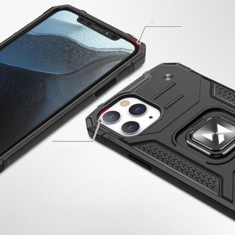 Pancerne etui pokrowiec + magnetyczny uchwyt iPhone 13 Pro Max Ring Armor niebieski