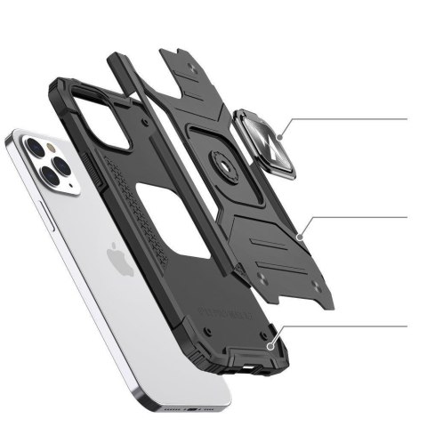 Pancerne etui pokrowiec + magnetyczny uchwyt iPhone 13 Pro Max Ring Armor niebieski