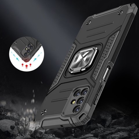 Pancerne hybrydowe etui pokrowiec Samsung Galaxy M31s + magnetyczny uchwyt Ring Armor niebieski