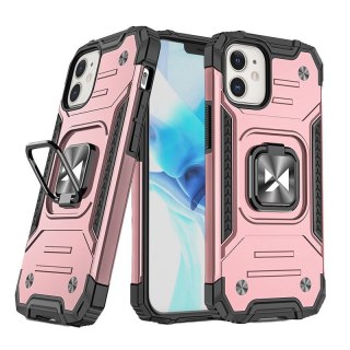 Pancerne hybrydowe etui pokrowiec iPhone 12 Mini + magnetyczny uchwyt Ring Armor różowy