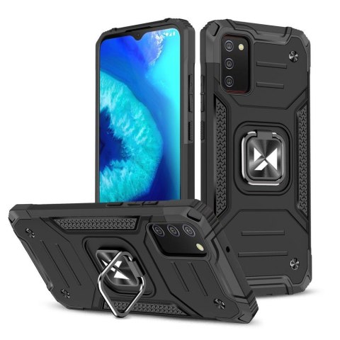 Pancerne etui pokrowiec + magnetyczny uchwyt Samsung Galaxy A03s Ring Armor czarny