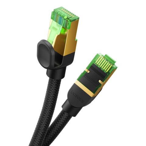 Szybki kabel sieciowy LAN RJ45 cat.8 40Gbps plecionka 1m czarny