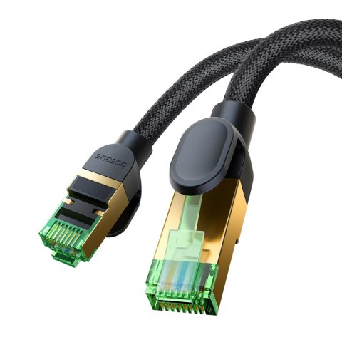 Szybki kabel sieciowy LAN RJ45 cat.8 40Gbps plecionka 1m czarny