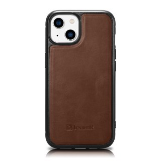 Etui pokryte naturalną skórą do iPhone 14 Leather Oil Wax ciemny brąz