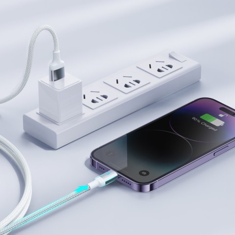 Kabel przewód USB-C - Lightning ze wskaźnikiem LED 20W A10 Series 1.2 m biały