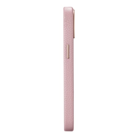 Skórzane etui iPhone 14 Plus magnetyczne z MagSafe Litchi Premium Leather Case różowy