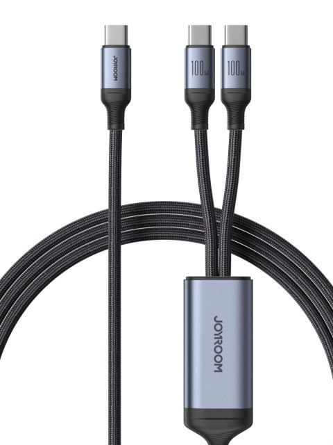 2w1 Kabel przewód Speedy Series USB-C - 2x USB-C 1.5m czarny