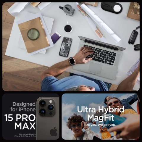 Etui Ultra Hybrid Mag z MagSafe na iPhone 15 Pro Max szaro-czarne