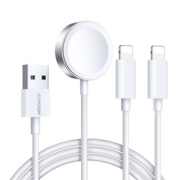 3w1 Kabel przewód USB-A z ładowarka indukcyjną + 2x iPhone Lightning 1.2m biały