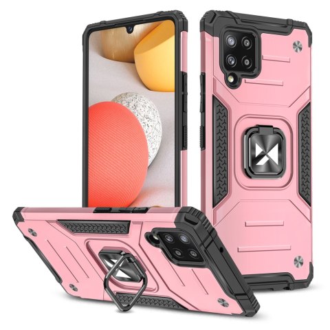 Pancerne etui pokrowiec + magnetyczny uchwyt Samsung Galaxy A42 5G Ring Armor różowy