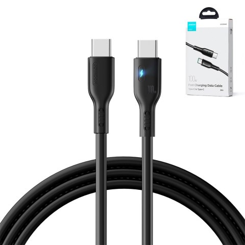 Kabel przewód USB-C z diodą LED 100W 2m czarny