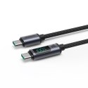 Kabel przewód USB-C z wyświetlaczem LED 100W 1.2m czarny