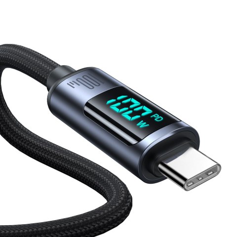 Kabel przewód USB-C z wyświetlaczem LED 100W 1.2m czarny