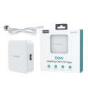 Mocna ładowarka sieciowa GaN 100W 2x USB-A 2x USB-C biała