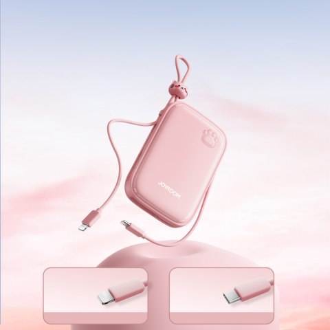 Powerbank Cutie Series 22.5W 20000mAh ze stojakiem USB-A USB-C iPhone różowy