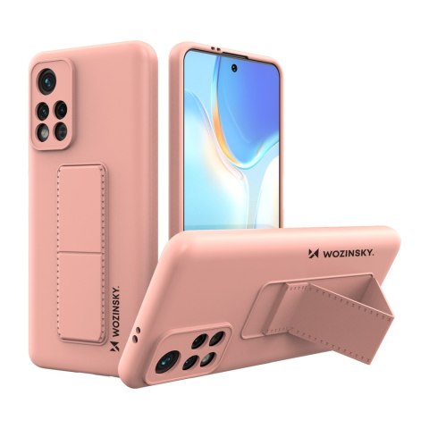 Silikonowe etui z podstawką etui Xiaomi Poco M4 Pro 5G Kickstand Case różowe