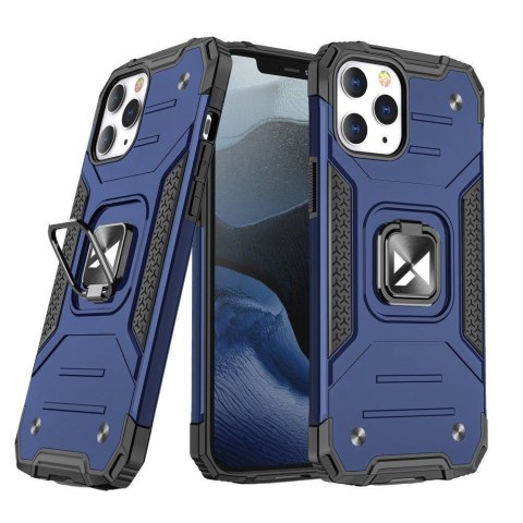 Etui pancerny pokrowiec do iPhone 14 Pro Max uchwyt magnetyczny Ring Armor niebieski