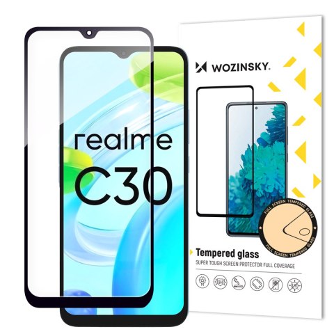 Szkło hartowane 9H na cały ekran Realme C30 / Narzo 50i Prime z czarną ramką Full Glue Tempered Glass