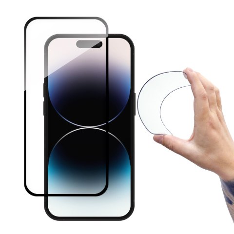 Szkło hartowane na ekran iPhone 14 Pro elastyczne z czarną ramką Full Cover Flexi Nano Glass