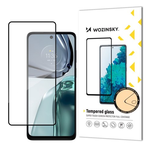 Wytrzymałe szkło hartowane 9H na cały ekran Motorola Moto G62 z ramką Case Friendly czarny