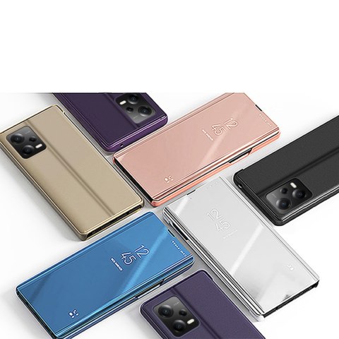 Błyszczące etui z klapką do Xiaomi 13 Lite Clear View Case czarny